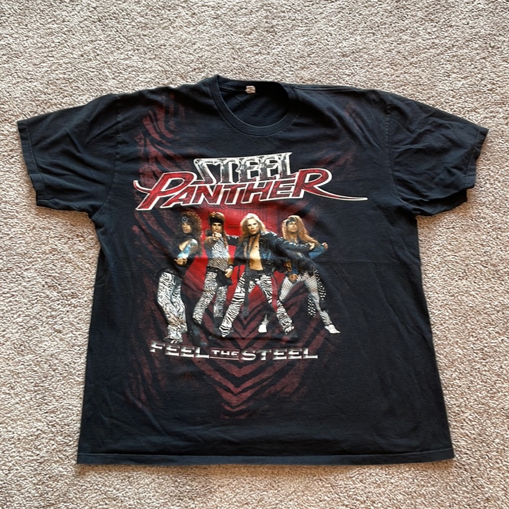 2009 Steel Panther Feel The Steel Tour T-Shirt Double Sided Band Tee XL